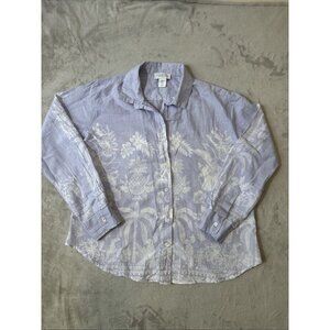 Calypso St Barth Button Down Shirt Blue White Tropical Print Cotton M